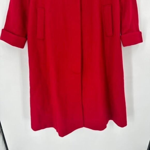 Vintage 80s Komitor Women's Wool‎ Blend Back Buttons Longline Coat Red Large/XL - Picture 4 of 15